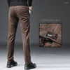 Men's Pants High Quality Winter Warm Corduroy Men Thick Casual Business Fashion Stretch Velvet Straight Trousers Clothing A334