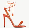 Лето Aquazzura Disco Dancer Sandals Shoes Женщины платье свадебные бусины хрустально вставленные голеностопные галстуки Стилетто.