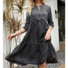 Abiti casual Moda Y2K Abito in denim Donna Estate Vintage Scollo a V Cerniera Midi Nero Bule Streetwear Elegante Spiaggia Oversize