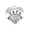 Hartvorm Sprankelende Kristallen Strass YAYA Geschreven Charm Hanger Goed Verjaardagscadeau Zinklegering Bieden Drop279R