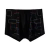 Cueca Masculina U Convexa Elástica Padrão Geométrico Cintura Elástica Cueca Boxer Respirável Fibra de Bambu Masculina Tamanho Grande