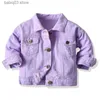 Jackor Children's Casual Ultra Short Denim New Spring Solid Long Sleeve Hole Lapel Fashion Jean Jacket Thin T230720