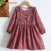 Bear Leader Girl Kids Primavera Autunno Abiti 2023 New Fashion Baby Manica lunga Abito casual Bambini Costumi tinta unita