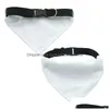 Dog Collars Leashes Ups 32X22Cm Sublimation Blank White Bandana Diy Custom Adjustable Bandanas Triangle Scarf Neckerchief Accessor Dhbud