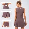 Lu Tenniskjol i ett stycke Yoga Fitness Breattable Anti-Slip Casual Golf Sports kjol med korta uppsättningar