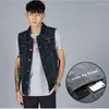 Hommes Gilets Hommes Gilet Noir Bleu Denim Cowboy Garçons Sans Manches Vêtements Casual Grande Taille 5XL 6XL 7XL 8XL Gilet Homme Uomo Kamizelka Chaleco