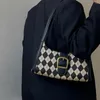 Sacs de soirée sac à bandoulière noir blanc Plaid toile femmes sac à main décontracté fermeture éclair mode doux vacances cadeau pour filles femme aisselle