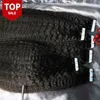 Kinky Straight Tape in Hair Extensions Human Hair Unprocessed Brazilian Malaysian Indian Virgin Hair Natural Black Color