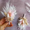 Fiori secchi Mini fiori secchi Boutonnieres per damigella d'onore Corpetto Boho Matrimonio rustico Sposo e testimoni dello sposo Decorazione rosa polveroso R230720