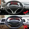 DIY Steering Wheel Cover for 3 Spokes 8th Honda Civic DIY Sew Interior Accessories 13 5-14 5 inches Stitch On Wrap Black Genuine L264k