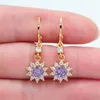 Stud Womens gold transparent Cubic zirconia CZ sunflower earrings jewelry 230719