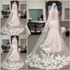 Schnelle Lieferung Hochzeitsschleier Langer eleganter Schleier mit Spitze Brautkleid Schleier Schönheit Braut eine Schicht lang auf Lager Schnelle Lieferung243d