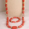 Necklace Earrings Set Dudo 42 Inches African Men Nature Coral Beads Jewelry For Traditional Groom Long Design 2023