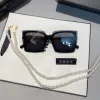 여름 고품질 유명한 선글라스 대형 평평한 상단 여성 일요일 안경 체인 여성 스퀘어 프레임 포장 상자와 패션 디자이너