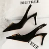 Sandales BIGTREE Chaussures Métal Chaton Talons Creux Talons Hauts Femme Pompes Sexy Chaussures De Soirée Femmes Talons Stiletto Femmes Sandales Plus La Taille 43 L230720