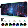 City Night View RGB Mouse Pad Black Neon Lights Gamer Accessories LED MOUSEPAD STOR PC DESCH SPEL MAT med bakgrundsbelyst speldisk Y07311B