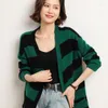 Dames breit wollen vest herfst winter warme jas stijl streep gebreide retro lange mouwen losse casual trui groothandel tops