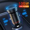 Andra batterier Chargers Mini 100W Car Charger Super Fast Charging PD QC 3.0 USB Car Charger Typ C med LED för iPhone Xiaomi Samsung Laptops -surfplattor X0720