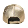 Bonés de bola Chapéu de beisebol ajustável de marca masculino e feminino de couro real de alta qualidade ao ar livre sol streetwear casquette dourado prateado