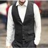 2021 Modest Gray New Wedding Groot Sets Wool Single Single Breadged Hingbone Tweed Sterts Groomsmen Vest Mens Suits Weistcoat CUS337V