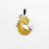 Pendentif en pierre naturelle goutte d'eau sculpture papillon insecte forme cristal Agate breloques collier bijoux fabrication accessoire