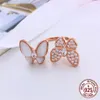 Europe 100% S925 Sterling Silver Ring Butterfly Clover Personlighet Fashion Classic Goddess Temperament Handsmycken Gift 2020 New251L