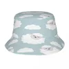 Berets Bucket Hat Unisex Bob Caps Hip Hop Gorros Little Lamb With Clouds Summer Panama Cap Beach Sun Fishing