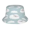 Boinas Sombrero de cubo Unisex Bob Gorras Hip Hop Gorros Cordero pequeño con nubes Verano Panamá Gorra Playa Sol Pesca