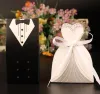 Dress Tuxedo Brud Groom Wedding Favor Ribbon Candy Bomboniere Box Anniversary Valentine's Day Engagement Treats Paper Boxes LL