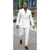 Mäns kostymer blazers sommar män vit tunn linnan manlig kostym mode lapel dubbel bröst blazer bröllop avslappnad smal fit 2 bit 2023 230720