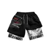 Shorts Masculino Anime Berserk Manga Print 2 em 1 Gym Compression Stretchy Sports Quick Dry Fitness Workout Summer 230719