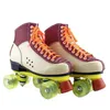 Inline Rolschaatsen Lederen dubbele rij skates volwassen mannen en vrouwen lederen pu transparante wiel skates vierwielige rolschaatsen HKD230720