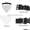 Dog Collars Leashes Ups 32X22Cm Sublimation Blank White Bandana Diy Custom Adjustable Bandanas Triangle Scarf Neckerchief Accessor Dhbud