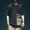 メンズTシャツ夏のメンズ半袖レタープリント貨物ポケットカジュアルコットンOネックトップ