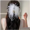 Клипы для волос Barrettes Fashion Black White Ostrich Feather Claws 2023 Осенний Зимний корейский плюшевый пушистый клип.