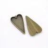 100pcs lot metal heart pendant trays blank heart base setting for 5026mm cabochon antique silver bronze gold colors247l
