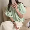 Women's Blouses OCEANLOVE Women Shirts & Solid Spriing Summer Korean Fashion Loose Blusas Mujer Elegant Puff Sleeve Sweet