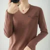 Swetry damskie 2023 Bawełniana koszulka bazowa na dzianinu Kobiety na długi rękaw