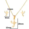 Necklace Earrings Set 10PCS Stainless Steel Geometric Simple Pentagon Star Pendant Three-piece Jewelry