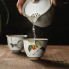 Tazze Piattini Tazze da tè in ceramica fatte a mano retrò giapponesi Bicchieri Bicchieri isolati Dipinti a mano Boccale d'acqua Bicchiere da vino per la casa Vaso Bicchiere da birra
