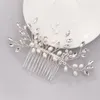 Hair Clips Silver/Gold Color Pearl Combs Bridal Women Wedding Jewelry Ornament Head Decoration Flower Rhinestone Comb