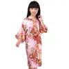 Women's Sleepwear Print Floral Wedding Robe For Flower Girls Kimono Bathrobe Gown Half Sleeve Softy Intimate Lingerie Loose Negligee Home