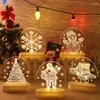 Candeeiros de mesa 3D Night Light Decoração de Natal Lâmpada LED Xmas Boneco de Neve Sino Acrílico Iluminação Ornamento USB Charge Festival Supplies