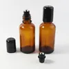 2019 NY HOT SALE 30 ML Amber Fragrance Glass Roller Bottle Essential Oil SS Roller Ball Aromaterapy Bottle 440pcs/Lot VFVBU