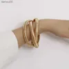 Gold Color Three Wide Metal Cross Bracelet 2020 New Punk Style Fashion Simple Alloy Bracelet For Women Girl Party Jewelry Gift L230704