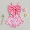 Conjuntos de ropa Pudcoco Toddler Kids Baby Girl 2 piezas Trajes de verano Sin mangas Bow Front Cami Tank Tops Ruffle Shorts Set Ropa 1 6T 230720