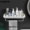 ONEUP Punch- Bathroom Shelf Shampoo Cosmetic Shower Shelf Wall Mounted Kitchen Storage Rack Towel Bar Bathroom Acccessories LJ192s