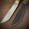 Nieuwe C7149 Outdoor Survival Rechte Mes Damascus Staal Tanto Point Blade Camel Bone Handvat Vaste Mes Messen Met Lederen schede