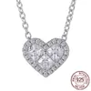 Luxury Women 925 Sterling Silver Cubic Zircon Necklace Pendant Set Romantic Heart Design Gift Jewelry Wedding Halsband XDZ076242R