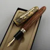 Подарочный фонтан ручки Jinhao 9056 Wood Fountain Pen F/M Nib Tiger Carving Cap с конвертером, написание подарков, подарочные подарочные школьные принадлежности.